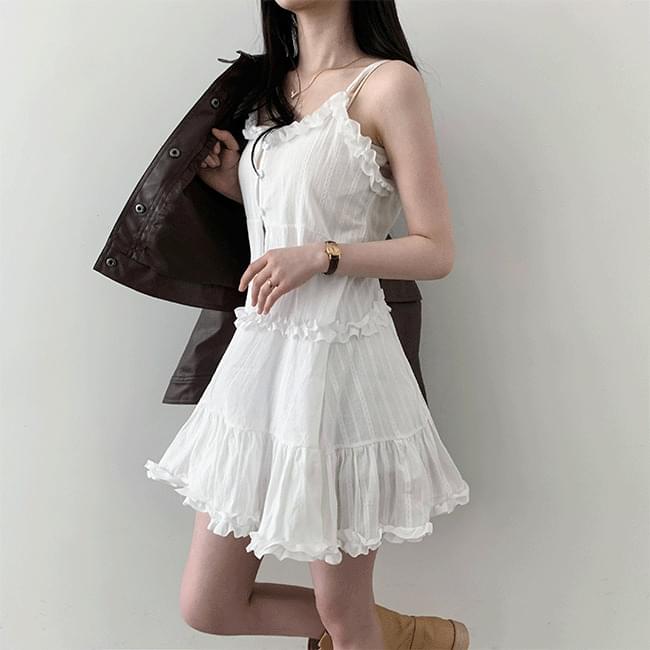 Product image for Shuri Lace Frill Cancan Sleeveless Mini Dress (Delayed delivery)