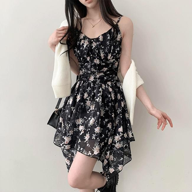 Product image for Cotter flower uncut shirring bustier one Dress (Delayed delivery)