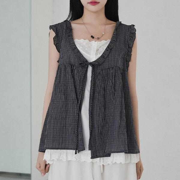 Product image for Fine layered check blouse